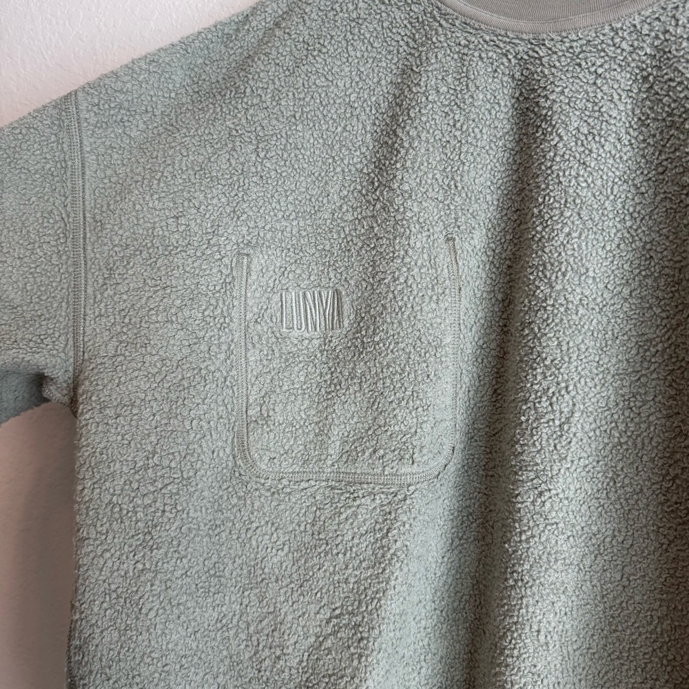 Lunya Shaded Olive Silksweats Midweight Reversible Pocket Sweatshirt Small - Picture 7 of 12